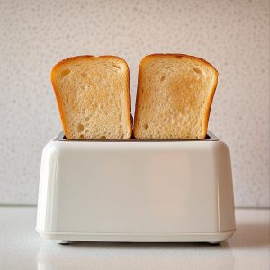 Retro Toaster just finished toasting 2 slices of white bread.