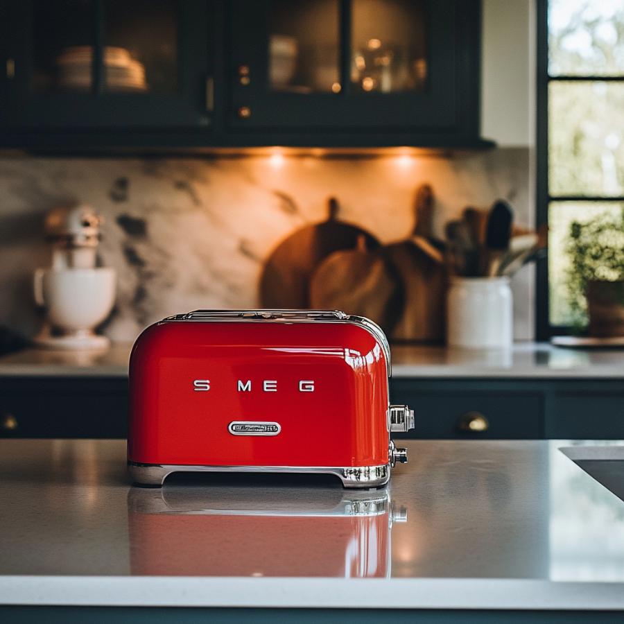 A red, high quality retro Toaster
