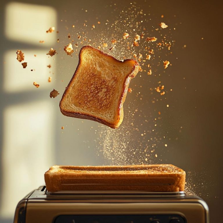 Toast coming out of a retro toaster