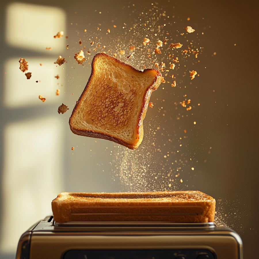 Toast coming out of a retro toaster